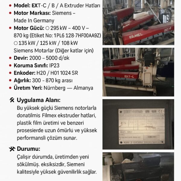 SIEMENS MOTORLU FİLMEX EXTRUDER HATLARI SATIŞTA!