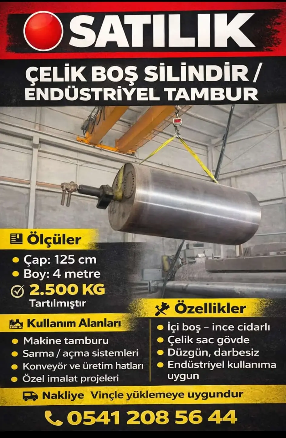 Satılık Çelik Boş Silindir | Endüstriyel Tambur
