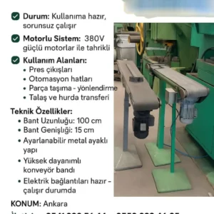 2 Adet Motorlu Bant Konveyör Sistemi 2. El