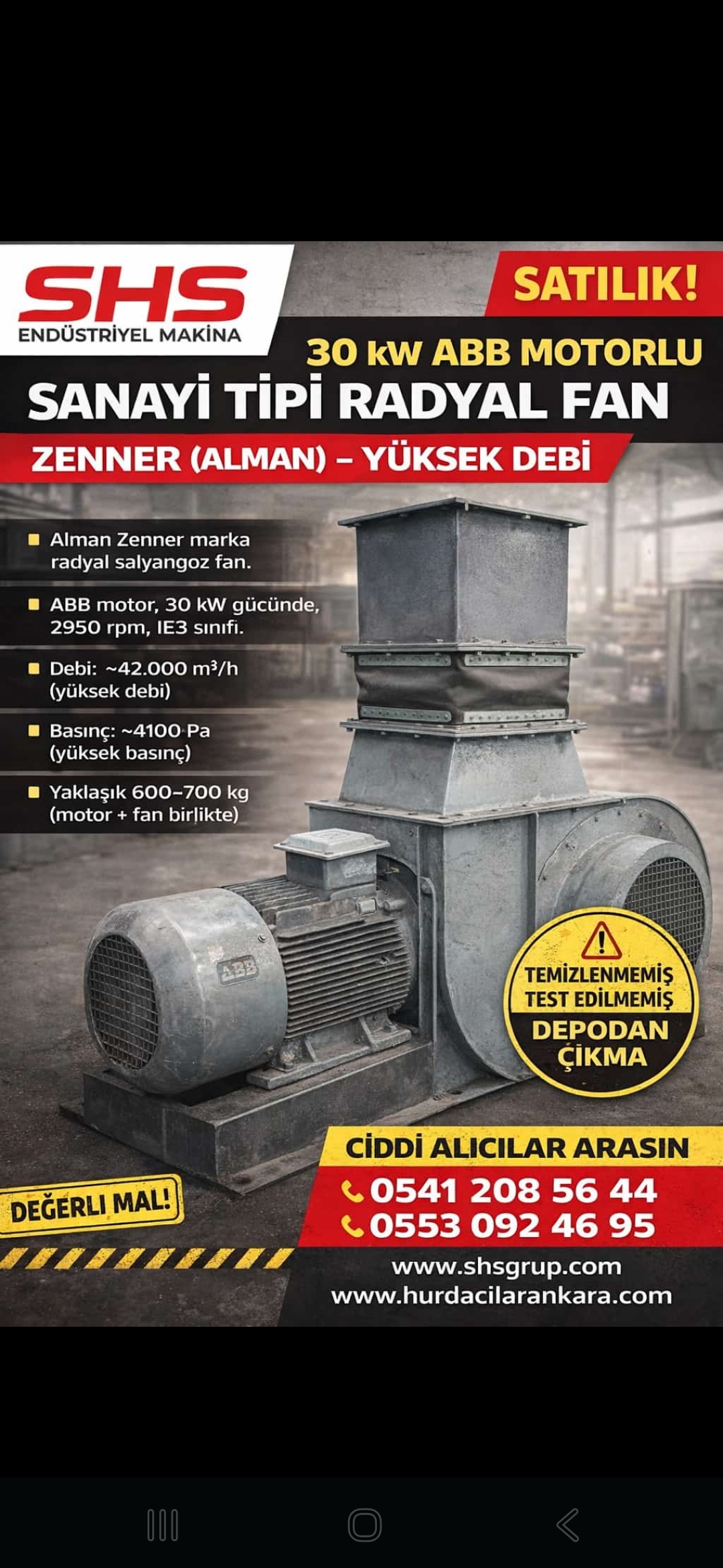 Zenner Sanayi Tipi Radyal Fan - 30 kW ABB Motorlu, Yüksek Debi