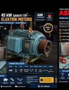 ABB 45 kW sanayi tip elektrik motoru, 1480 rpm, 380-460V, ikinci el endüstriyel elektrik motoru