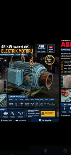 ABB 45 kW sanayi tip elektrik motoru, 1480 rpm, 380-460V, ikinci el endüstriyel elektrik motoru